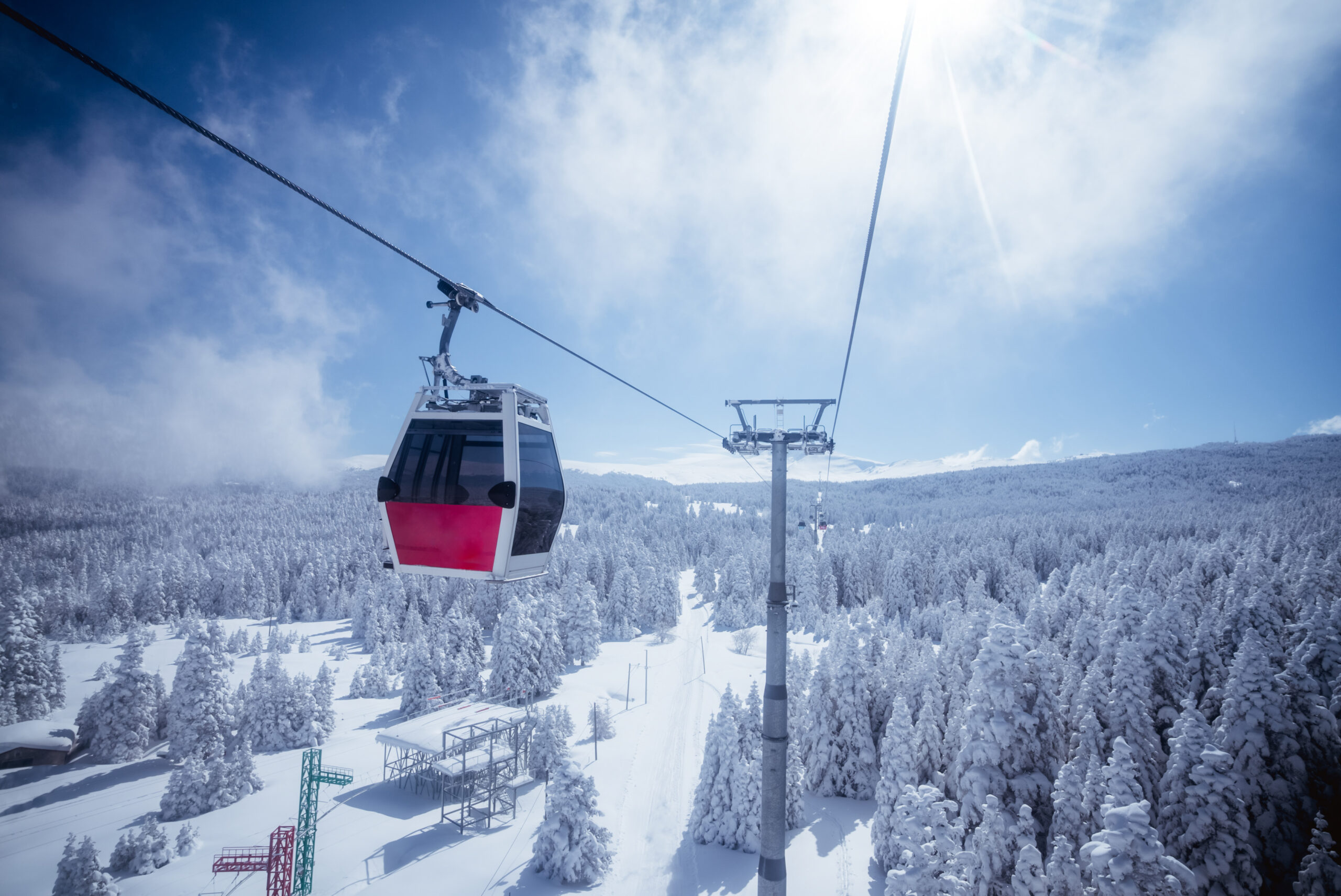Cable Car way to snowy uludag mountains in bursa turkey